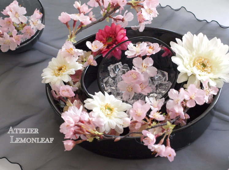 アトリエレモンリーフ　桜をつかったアレンジ　テーブル装花