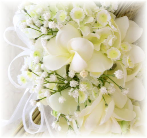 小麦とプルメリアスワッグ　アトリエレモンリーフ　アップ