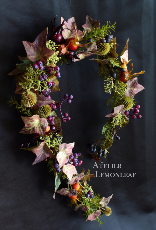 アトリエレモンリーフ　レッスンサンプル　馬蹄形リース