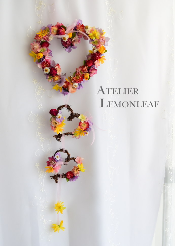 アトリエレモンリーフ　ドライフラワー　リース　ハートリース　全体
