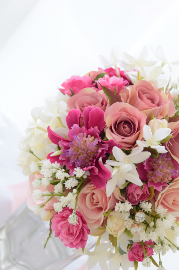 ブーケレッスン　ピンク　アトリエレモンリーフ　アップ