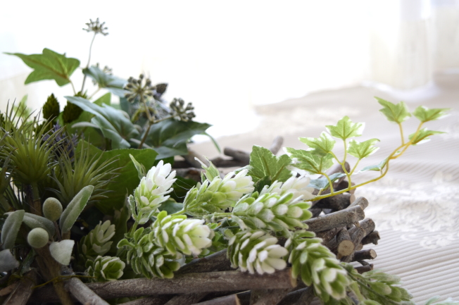 アトリエレモンリーフ　リース　グリーン　フラワーアレンジ　ホップアップ