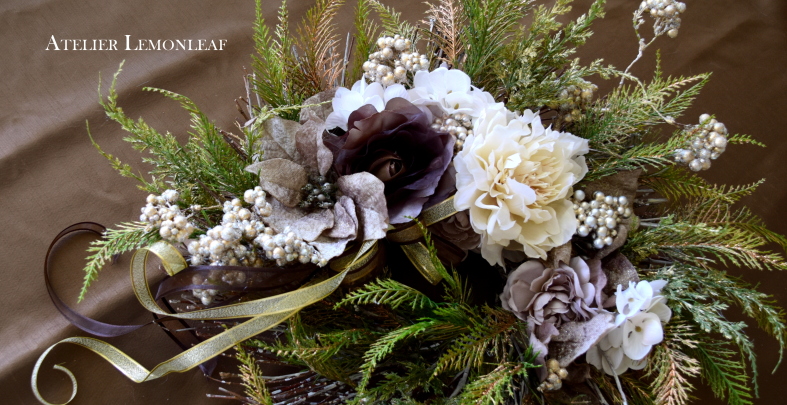 アトリエレモンリーフ　クリスマスリース　2018　ゴールドベース