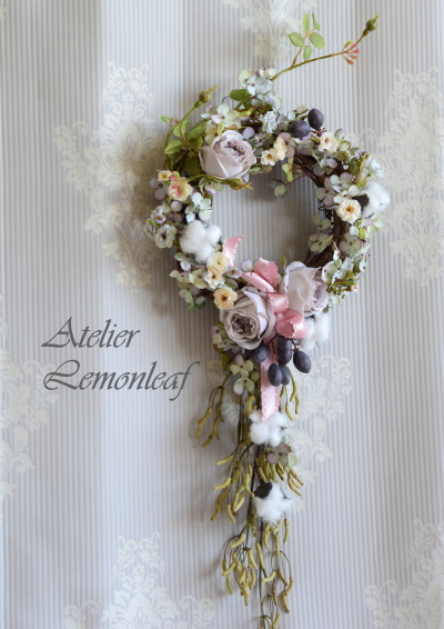 アトリエレモンリーフ　クリスマスレッスン　コットンリース