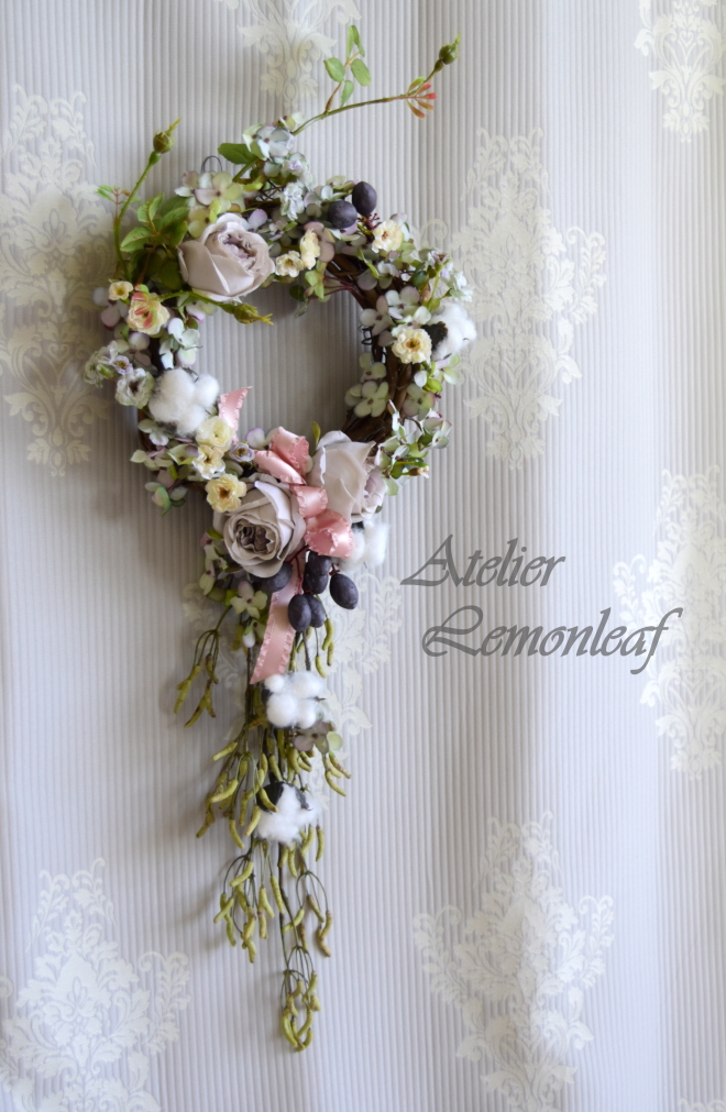 アトリエレモンリーフ　クリスマスレッスン　コットンリース　全体