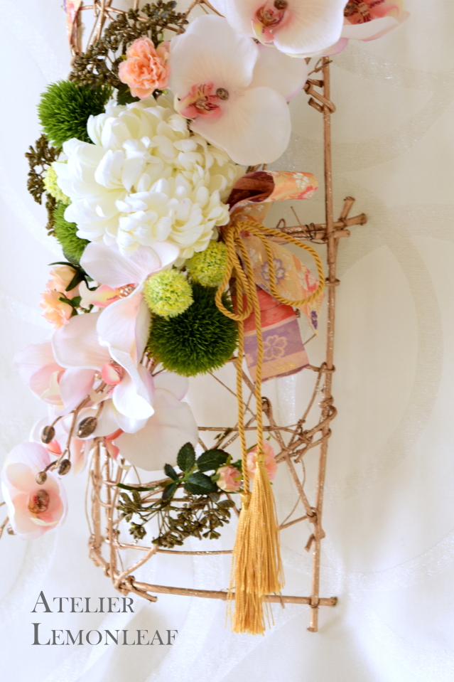 和飾　アトリエレモンリーフ　お正月アレンジ　アップ