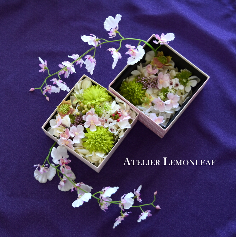アトリエレモンリーフ　桜アレンジ、ボックスアレンジ