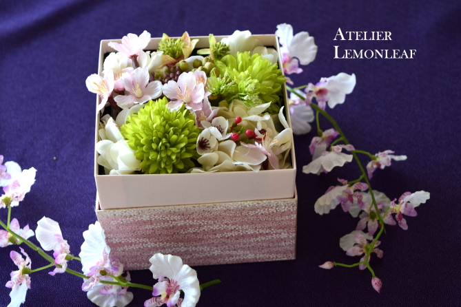 アトリエレモンリーフ　桜アレンジ、ボックスアレンジ　アップ