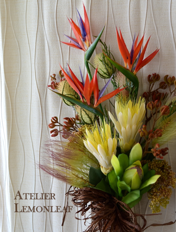 アーティフィシャル　アトリエレモンリーフ　レッスン　ボタニカルクラッチブーケ　アップ