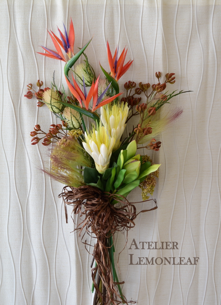アーティフィシャル　アトリエレモンリーフ　レッスン　ボタニカルクラッチブーケ