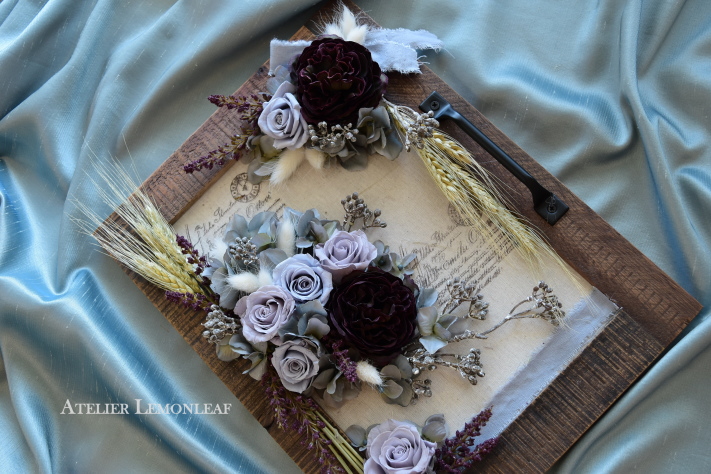 アトリエレモンリーフ　フレームアレンジ　フレームインテリア　プリザーブド　上から