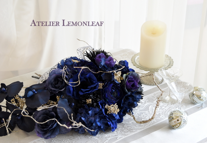 アーティフィシャルフラワー　スワッグ　クリスマススワッグ　ノーブルクリスマス　サイド　アトリエレモンリーフ　