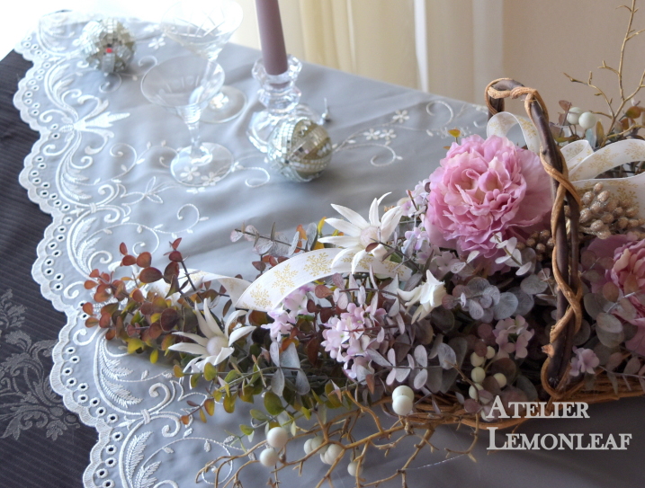 アーティフィシャルフラワー　シャクヤク　バスケットアレンジ　アトリエレモンリーフ　アップ