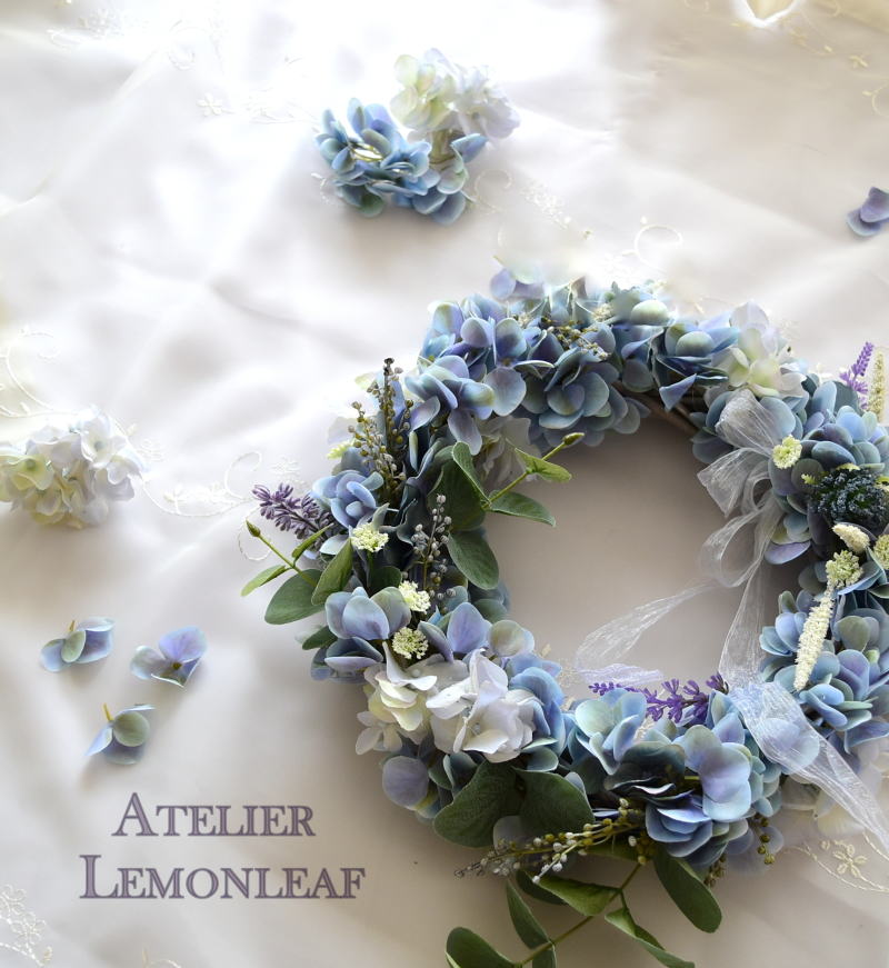 アーティフィシャルフラワーのアジサイのリース　3｜アトリエレモンリーフ　