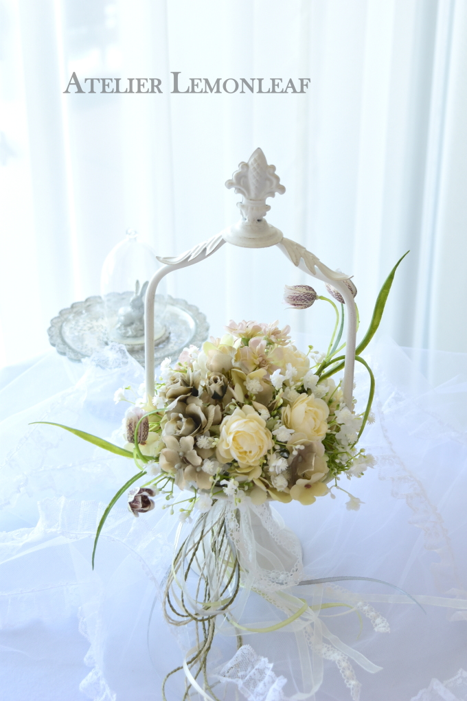 アーティフィシャルフラワーアレンジ　バラとフラリチア｜アトリエレモンリーフ