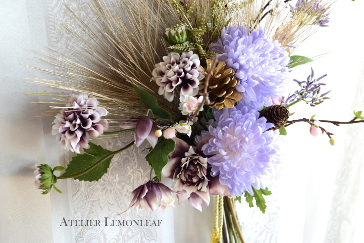 アーティフィシャルフラワー　御正月飾り、和飾り　スワッグ　マム｜アトリエレモンリーフ