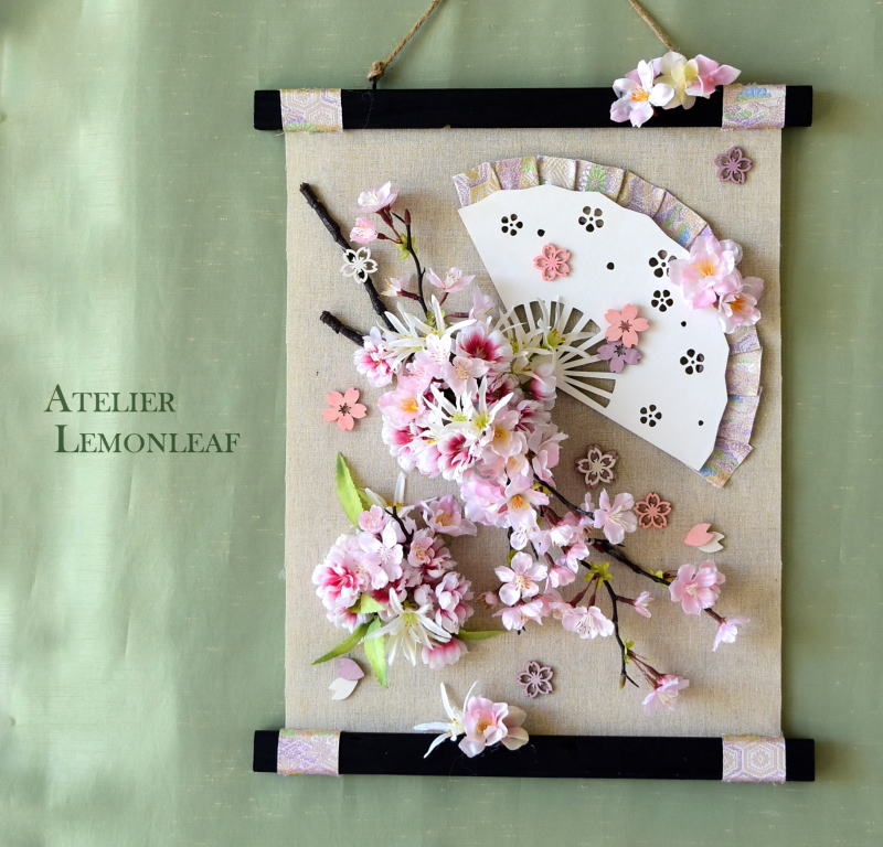 アーティフィシャルフラワー　造花　桜アレンジ　タペストリータイプ　全体画像｜アトリエレモンリーフ