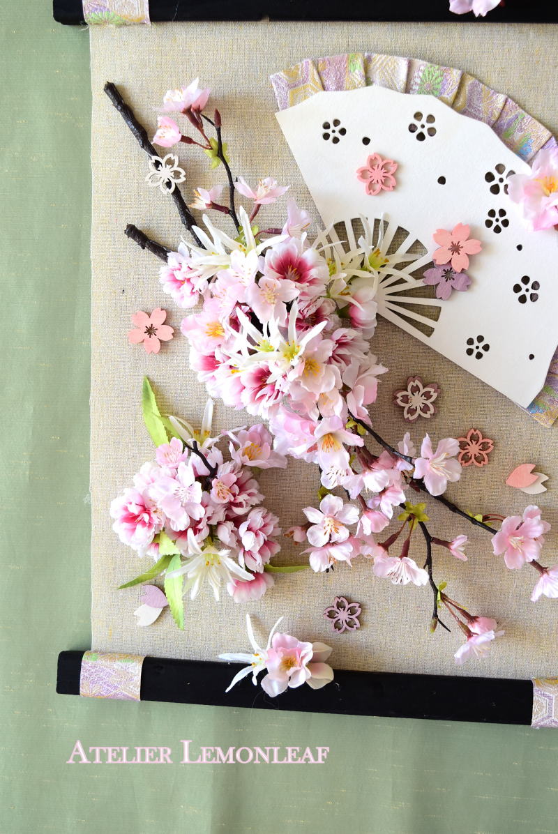 アーティフィシャルフラワー　造花　桜アレンジ　タペストリータイプ　アップ｜アトリエレモンリーフ