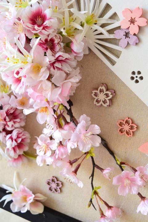 アーティフィシャルフラワー　造花　桜アレンジ　タペストリータイプ　桜　アップ2｜アトリエレモンリーフ