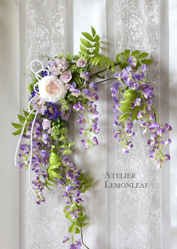 アーティフィシャルフラワー　藤のスワッグ｜アトリエレモンリーフ