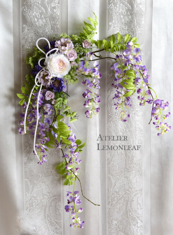アーティフィシャルフラワー　藤のスワッグ｜アトリエレモンリーフ