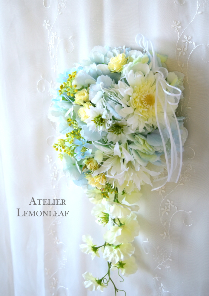 アーティフィシャルフラワー　壁掛けブーケ　キャスケードブーケ｜アトリエレモンリーフ　