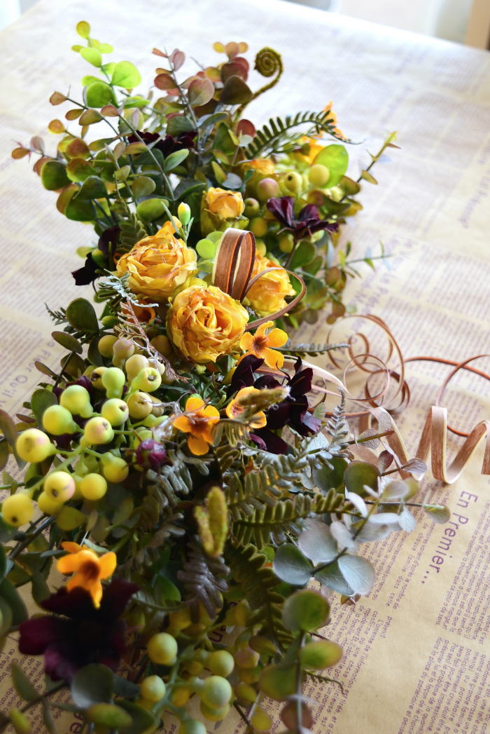 アーティフィシャルフラワー　ホリゾンタル　バラのスワッグ　SWAG　テーブル ｜アトリエレモンリーフ