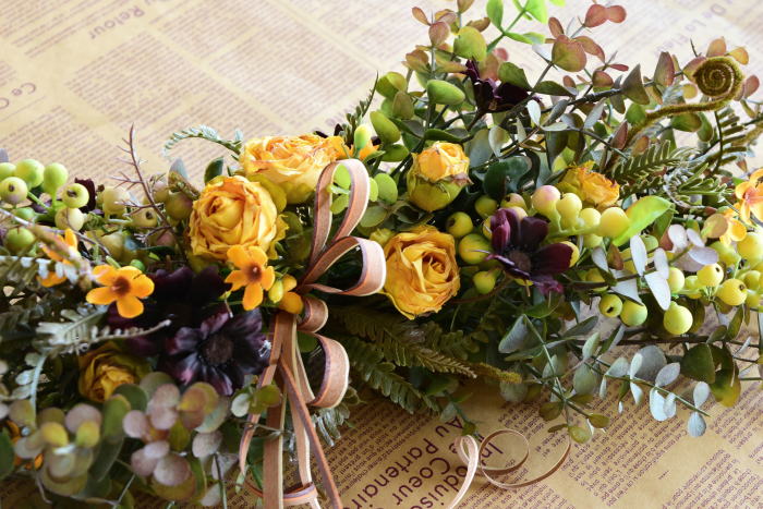 アーティフィシャルフラワー　ホリゾンタル　スワッグ　SWAG　アップ ｜アトリエレモンリーフ