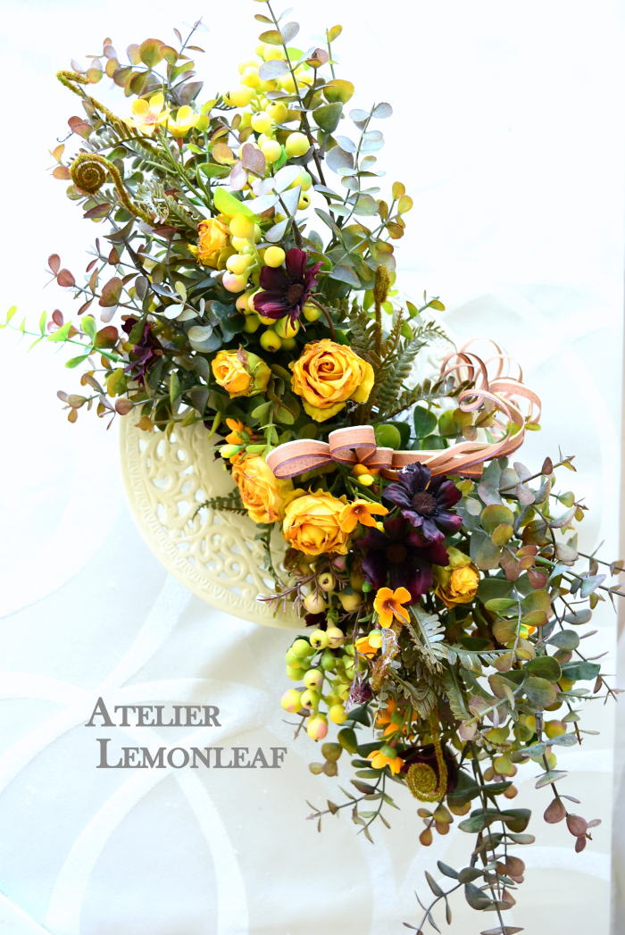 アーティフィシャルフラワー　ホリゾンタル　スワッグ　SWAG　俯瞰 ｜アトリエレモンリーフ