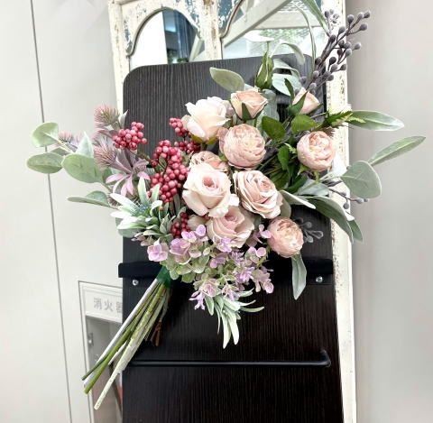 アーティフィシャルフラワー　スワッグ　ピンクローズ｜アトリエレモンリーフ