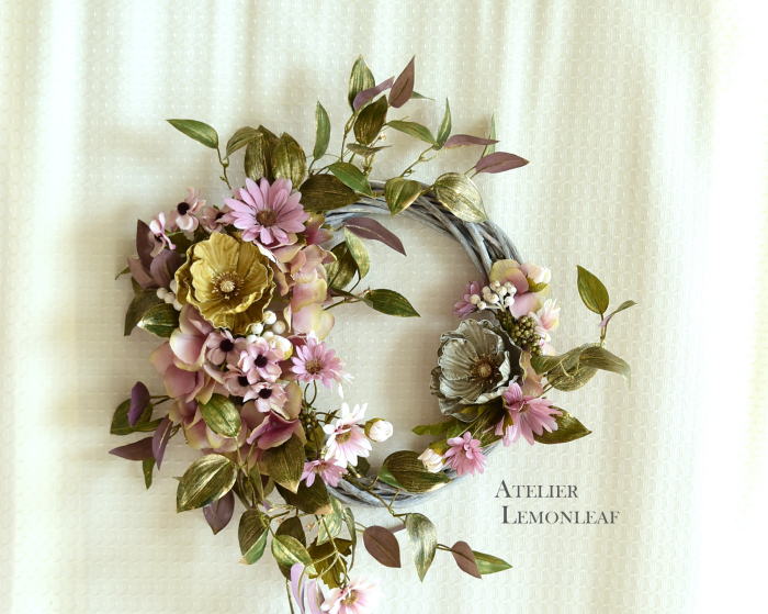 ペットフラワー　アーティフィシャルフラワーリース　アップ｜アトリエレモンリーフ