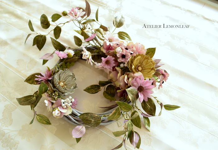 ペットフラワー　アーティフィシャルフラワーリース　俯瞰図｜アトリエレモンリーフ