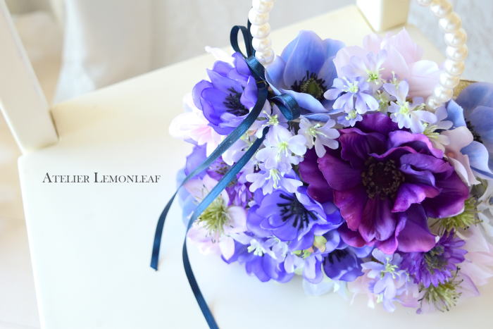 アーティフィシャルフラワー　バックブーケ　アネモネのバックブーケ　アネモネアップ｜アトリエレモンリーフ　