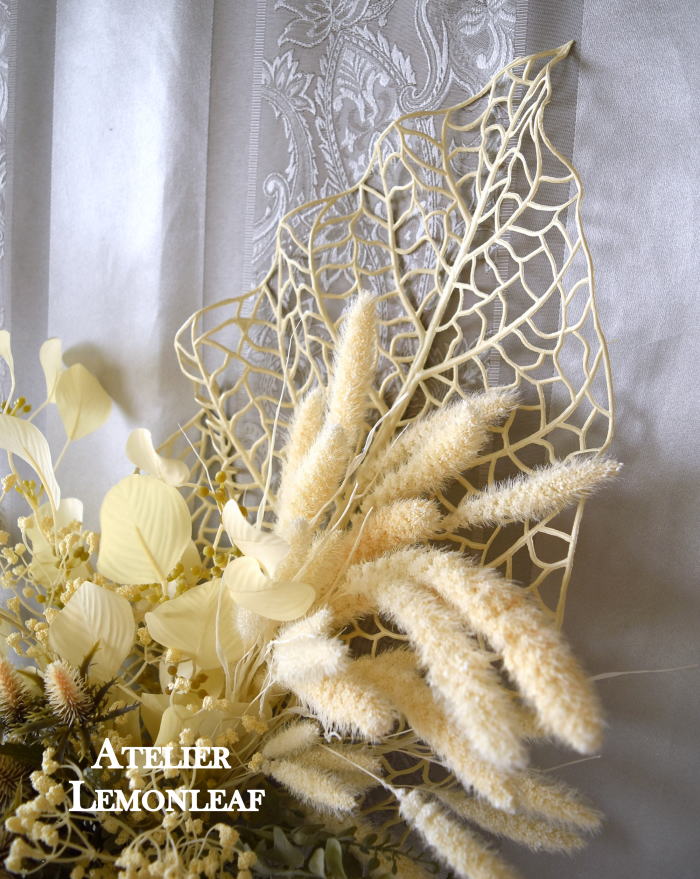 アーティフィシャルフラワー　セタリアとアザミのスワッグ　セタリアドライ　｜アトリエレモンリーフ　