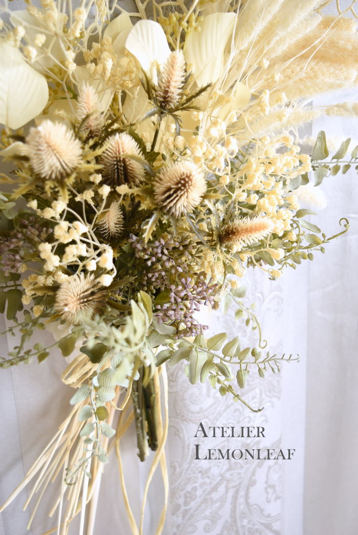 アーティフィシャルフラワー　セタリアとアザミのスワッグ　アザミアップ｜アトリエレモンリーフ　