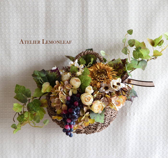 アーティフィシャルフラワー　バスケットアレンジ｜アトリエレモンリーフ　