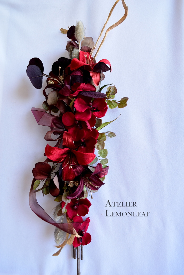 アーティフィシャルフラワークリスマスアレンジ　赤　クリスマススワッグ｜アトリエレモンリーフ　