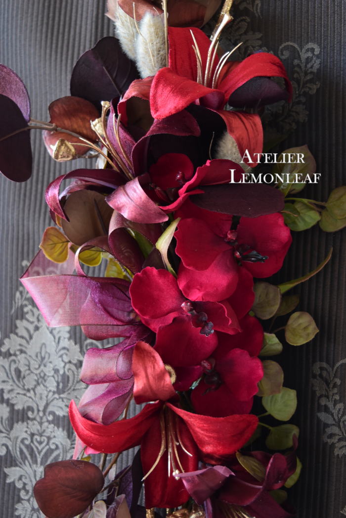 アーティフィシャルフラワー　クリスマスアレンジ　クリスマススワッグ　アップ　｜　アトリエレモンリーフ　