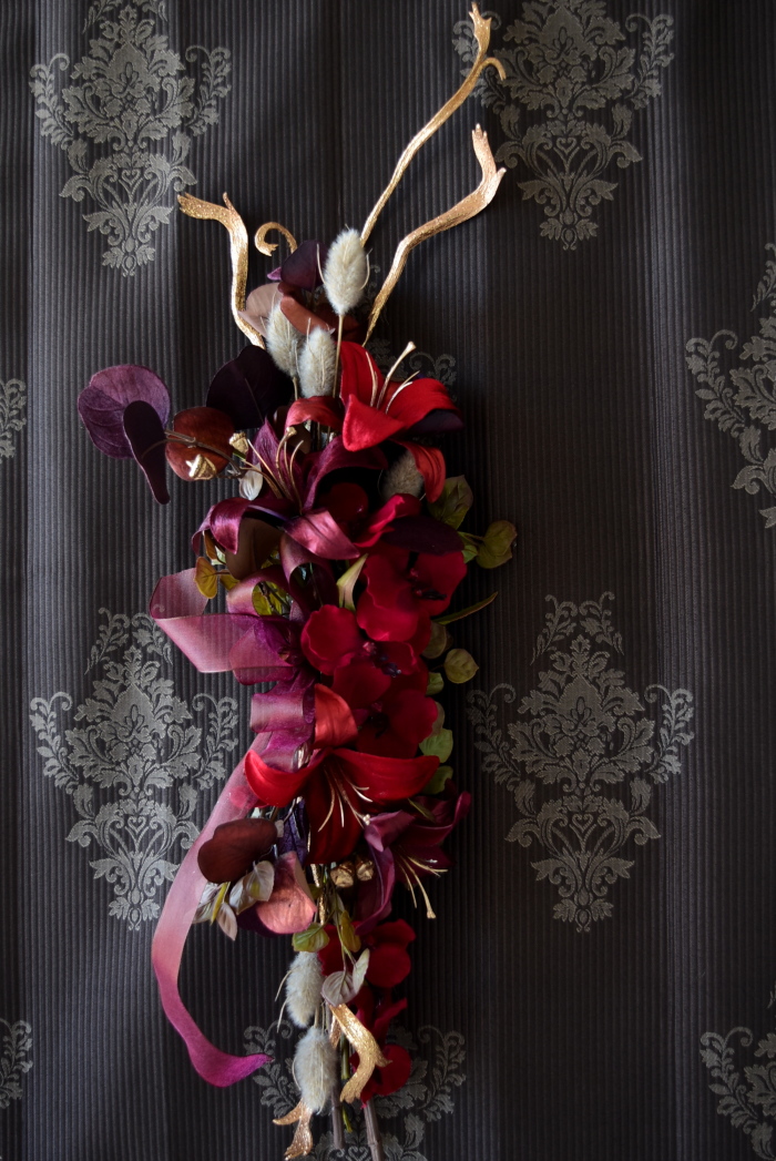 アーティフィシャルフラワークリスマスアレンジ　赤　クリスマススワッグ｜アトリエレモンリーフ　