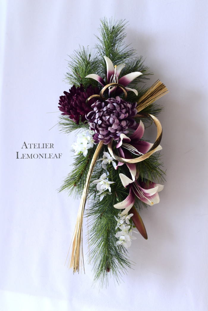御正月飾り　和飾り　アーティフィシャルフラワースワッグ｜アトリエレモンリーフ