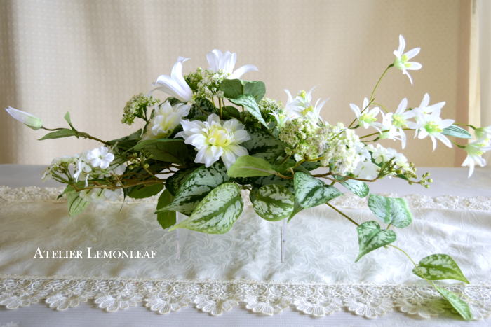 アーティフィシャルフラワー　グリーンアレンジ　テーブルアレンジ｜アトリエレモンリーフ　
