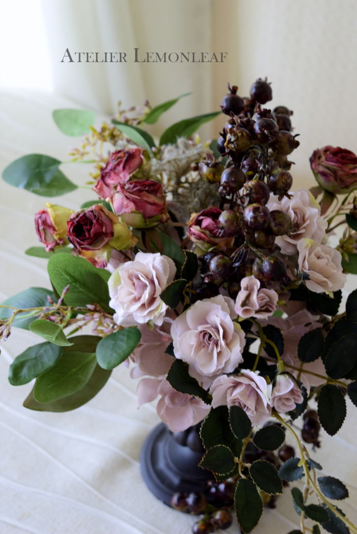 ベリー、器アレンジ、アーティフィシャルフラワー｜アトリエレモンリーフ　