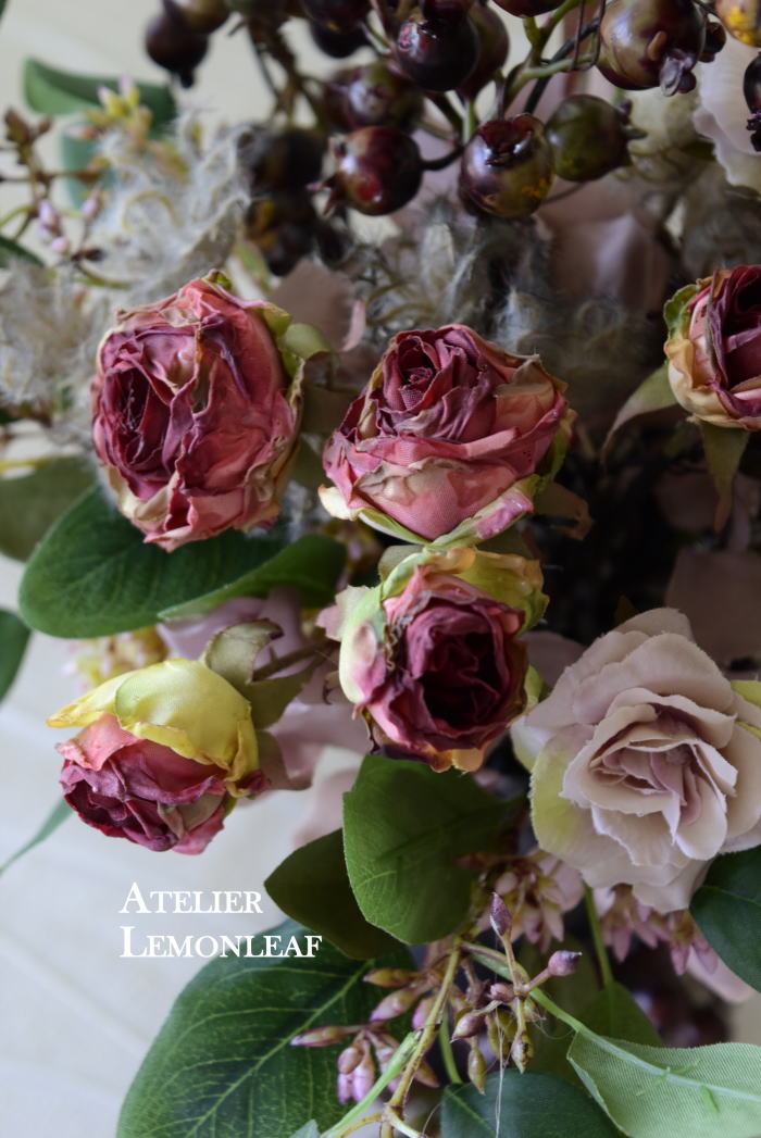 ベリー、器アレンジ、アーティフィシャルフラワー｜アトリエレモンリーフ　