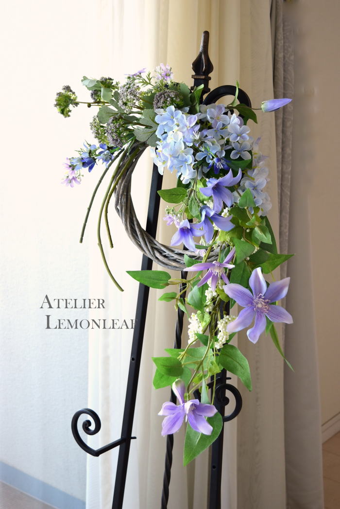 クレマチス　リース　アーティフィシャルフラワー｜アトリエレモンリーフ　