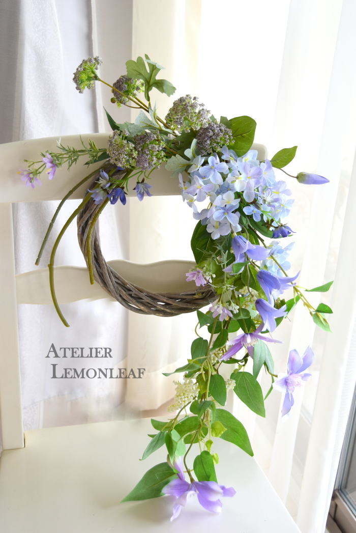 クレマチス　リース　アーティフィシャルフラワー　1｜アトリエレモンリーフ　