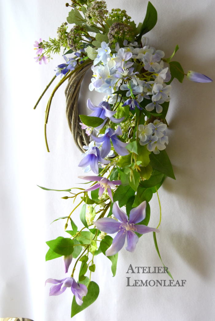 クレマチス　リース　アーティフィシャルフラワー　サイド　｜アトリエレモンリーフ　