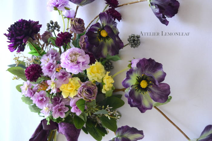 アーティフィシャルフラワー　ポピーの花束　アーティフィシャルフラワースワッグ　　1｜アトリエレモンリーフ　