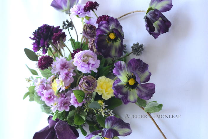 アーティフィシャルフラワー　ポピーの花束　アーティフィシャルフラワースワッグ　｜アトリエレモンリーフ　