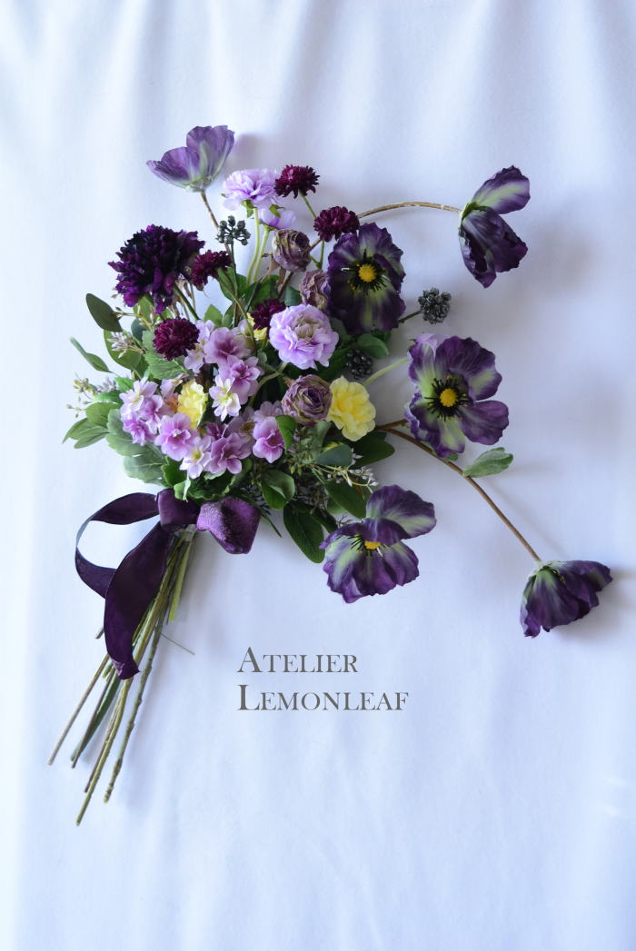 アーティフィシャルフラワー　ポピーの花束　アーティフィシャルフラワースワッグ　魔法のアシストリング｜アトリエレモンリーフ　