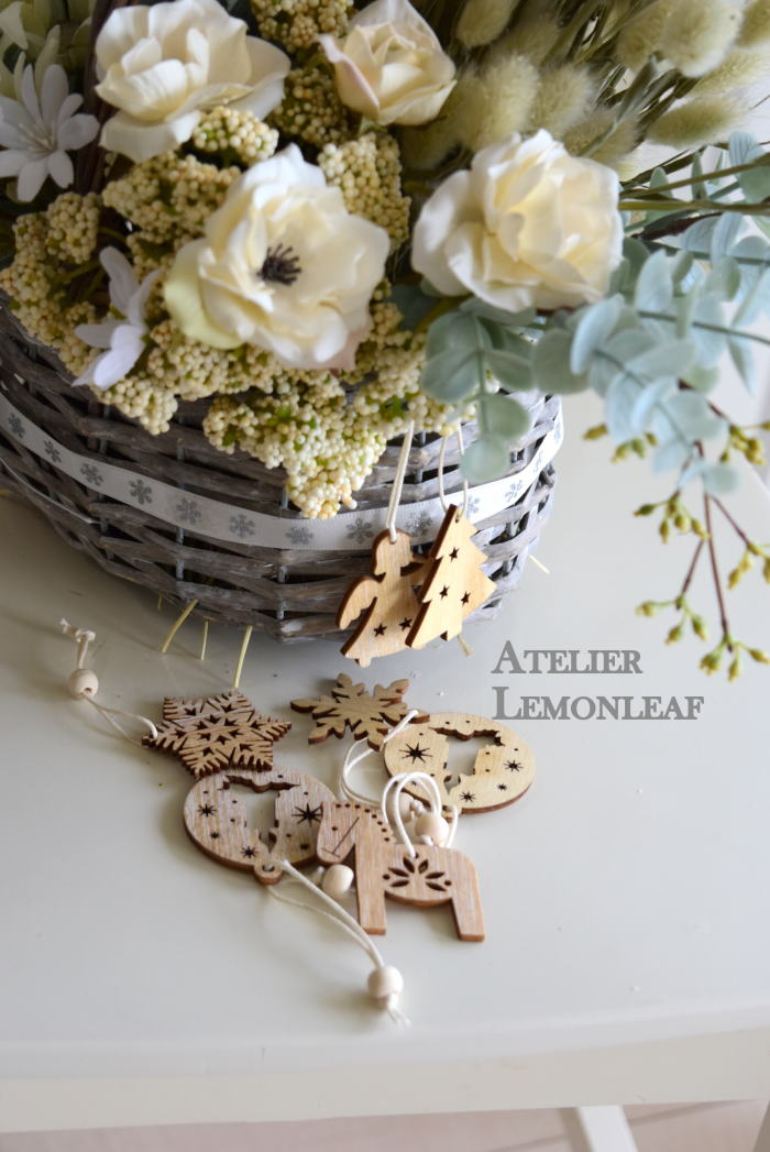 ふわふわ　ラグラスバスケットアレンジ　ドライアレンジ　　バラ　｜アトリエレモンリーフ　